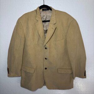 Andrew Fezza Mens Size 46 R Brown Suede 3 Button Front Blazer  Sport Coat Jacket